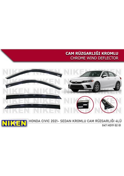 Honda Civic 2021 Sonrası Sedan Kromlu Cam Rüzgarlığı 4ü fiyatları