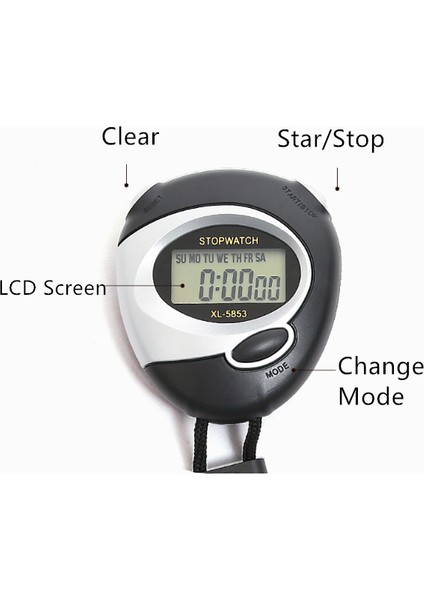 Açık Hava Sporları Için Klasik Dijital El LCD Kronograf Kronometre Zamanlayıcı (Yurt Dışından)