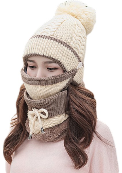 3'ü 1 Arada Kış Beanie Eşarp Maskesi Set Sıcak Kapak Şapka Kadınlar Için Yumuşak Örgü Açık Yeni (Yurt Dışından)