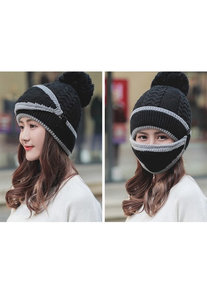 3'ü 1 Arada Kış Beanie Eşarp Maskesi Set Sıcak Kapak Şapka Kadınlar Için Yumuşak Örgü Açık Yeni (Yurt Dışından)