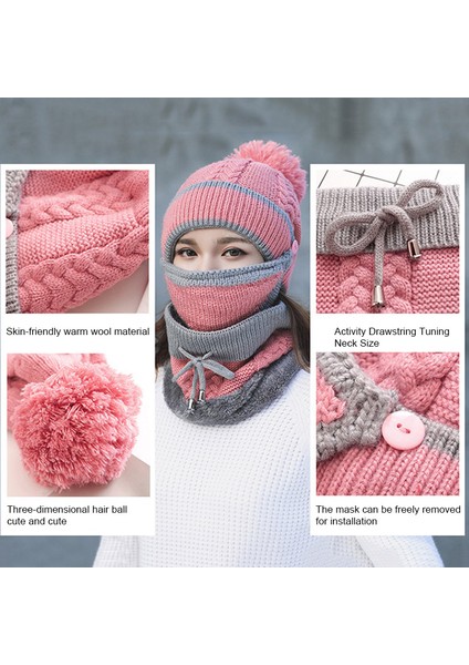 3'ü 1 Arada Kış Beanie Eşarp Maskesi Set Sıcak Kapak Şapka Kadınlar Için Yumuşak Örgü Açık Yeni (Yurt Dışından)