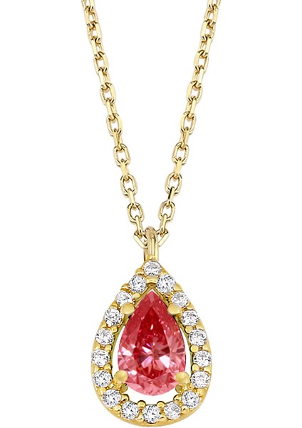 Yakut Rengi Damla Altın Kolye