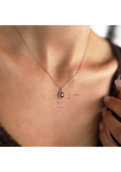 Yakut Rengi Damla Altın Kolye fiyatları