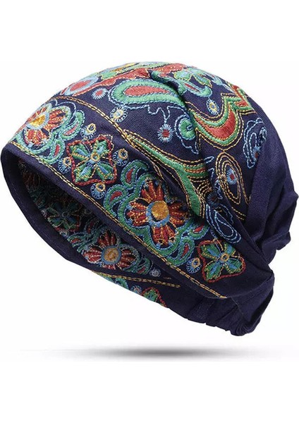 Etnik Vintage Işlemeli Çiçekler Seyahat Bandana Kırmızı Baskılı Şapka (Yurt Dışından)