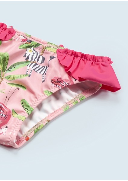 Kız Bebek Desenli Bikini Takımı Pembe 1784