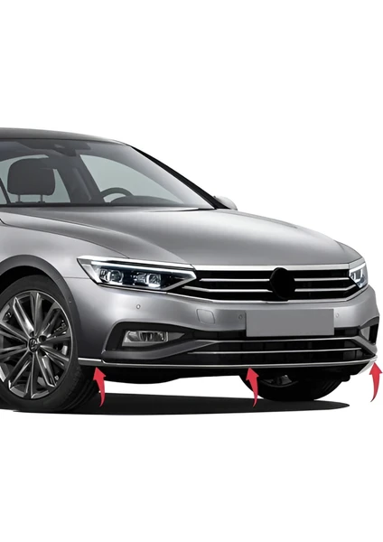 Vw Passat B8.5 Krom Ön Tampon Çıtası 3 Parça P.çelik 2019 ve Üzeri