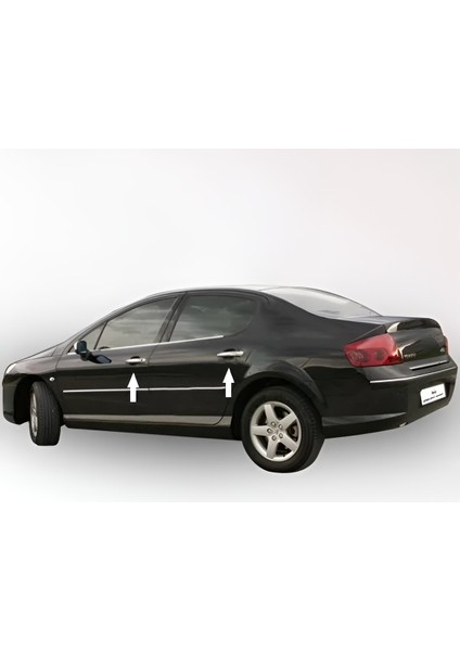 Peugeot 407 Uyumlu 2004-2010 Krom Kapı Kolu 4 Kapı Paslanmaz Çelik