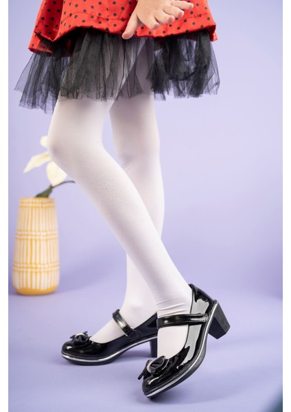 Topuklu Fiyonklu Siyah Rugan Kız Çocuk Ayakkabı fiyatları