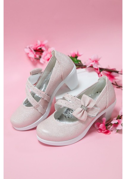 Topuklu Pembe Simli Kız Çocuk Ayakkabı fırsatları