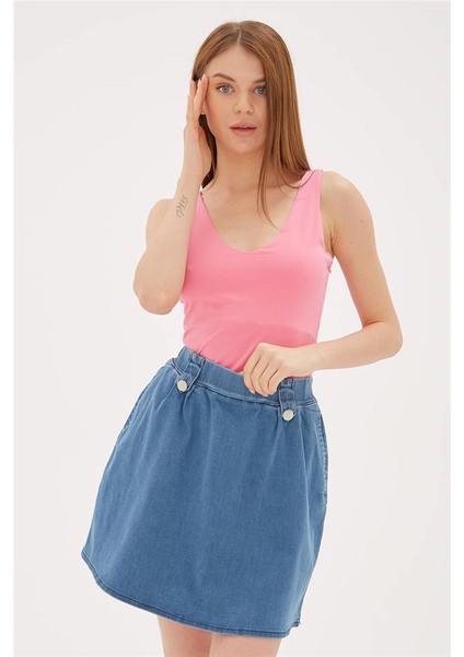 V Yaka Sırt Çapraz Askılı Atlet Pembe / Pink modelleri