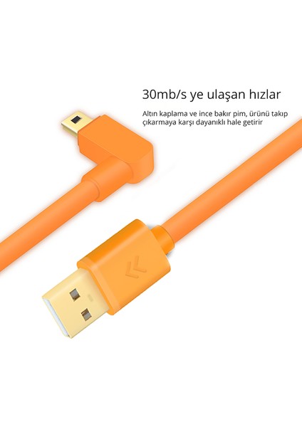 MF-DK45 Mini-B To Type-A USB Data Bağlantı Kablosu 5m