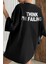Kadın Siyah M'ı Baskılı Oversize T-Shirt 1