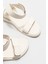 Ekru Deri Kadın Düz Sandalet 3