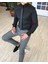 Italyan Stil Slim Fit Saten Kravat Yaka Gömlek Siyah T4767 1