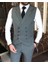 Italyan Stil Slim Fit Erkek Ceket Yelek Pantolon Takım Elbise Siyah T9123 2