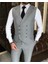 Italyan Stil Slim Fit Erkek Ceket Yelek Pantolon Takım Elbise Siyah T9127 2