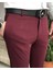 İtalyan stil slim fit erkek kumaş pantolon Bordo T6735 4