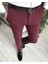 İtalyan stil slim fit erkek kumaş pantolon Bordo T6735 1