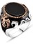 Oniks Taşlı Yanları Selçuklu Karatalı Erkek Yüzük 1