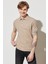Polo Yaka T-shirt Bej Erkek Kısa Kol T-Shirt 1