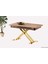 Açılır Milano Masa Mdf x Gold Metal Ayak ( Ortadan Açılır ) 70X120 cm 1