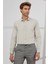 Erkek Bej Slim Fit Dar Kesim Italyan Yaka Armürlü Gömlek 1