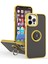 Apple iPhone 14 Pro Max Için Yüzük Stand Mat Sert Silikon Telefon Kılıfı - Sarı (Yurt Dışından) 1