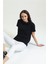 Fancy Kadın Bisiklet Yaka Regular Fit Siyah Basic Tişört 1