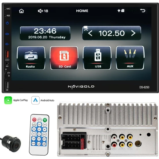 Navigold Double Teyp 7 4X55W Carplay Bt/usb/sd/fm/aux Kameralı Navıgold DS-6250