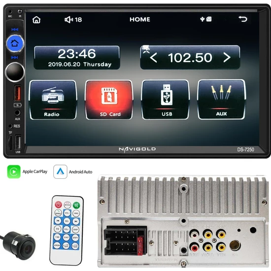 Navigold Double Teyp 7 4X55W Carplay Bt/usb/sd/fm/aux Kameralı Navıgold DS-7250