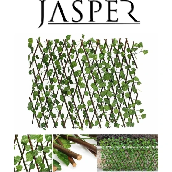 Jasper Yapay Çiçek Geniş Yaprak  Akordiyon Çit 120CMX3M Yapay Sarmaşık Duvar Balkon Bahçe Dekoru