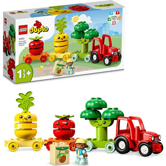 LEGO® DUPLO® İlk Meyve Sebze Traktörü 10982 - 18 Ay ve Üzeri Küçük Çocuklar için Çiftçilik Temalı Eğitici Oyuncak Yapım Seti (19 Parça)