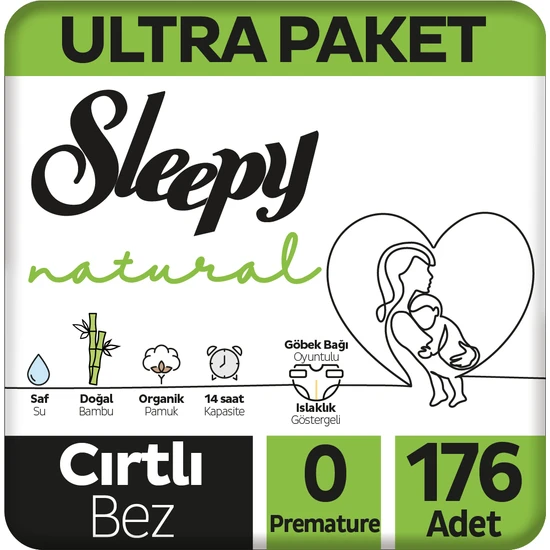 Sleepy Natural Ultra Paket Bebek Bezi 0 Numara Premature 176 Adet