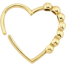 Altın Sepeti Altın Kalp Formlu Toptop Burun Piercing