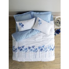 Cotton Box Nakışlı Ranforce Çift Kişilik Nevresim Takımı Onella Mavi