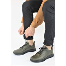 Doçka Erkek Spor Tarz Günlük Hakiki Deri Haki Renk Ayakkabı MR23/5311