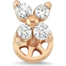 Altın Sepeti Rose Altın Dört Taş Çiçek Tragus Piercing