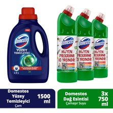 Domestos Yüzey Temizleyici Çam 1,5 kg + Domestos Dağ Esintisi Çamaşır Suyu 3 x 750 ml