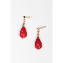 Lila Rosa Etnik Otantik Kırmızı Küpe