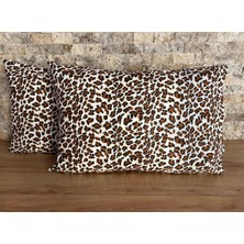 Elif Tekstil Leopar Desen 2'li Yastık Kılıfı Seti