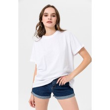 Şimal Kadın Bisiklet Yaka Oversize T-Shirt