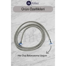 Ahlez Banyo Spiral Duş Hortumu 2 Metre Kenetli Duş Hortum Zinciri