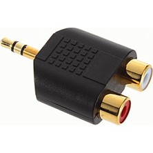 3.5 mm Mini Stereo Erkek To 2 Rca Dişi Adaptör - Kırmızı