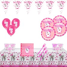 Bay Cimri Ilk Dişim Diş Buğdayı Pembe 8 Kişilik Doğum Günü Parti Malzemeleri Süsleri Seti