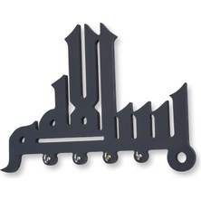 Decorotti Bismillah Siyah Anahtarlık Kufi Bismillah Anahtarlık Hat Sanatı Anahtarlık bismillah A1-1