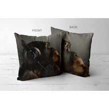 Jwk Home Müzik Dinleyen Maymun Kırlent Kılıfı (45X45 Cm)