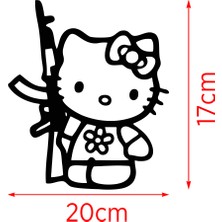 Mıgnatıs Hello Kitty With Gun Araba Oto Arma Duvar Ev Dekoratif Çıkartma Sticker 20 cm