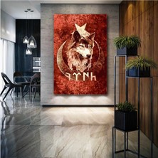 SML Tablo Kurt Türk Bayrağı Göktürk Asil Kanvas Tablo