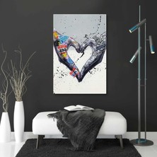 SML Tablo Elleriyle Kalp Yapan Grafiti Sokak Sanatı Street Art Kanvas Tablo
