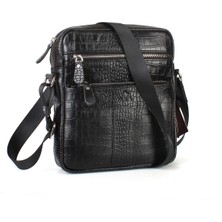 Aka Deri Timsah Siyah Omuzdan Askılı Çanta 393